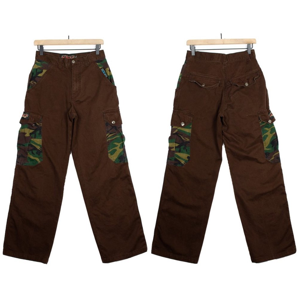 Vintage GAT Brown and Camo Cargo Rave Pants